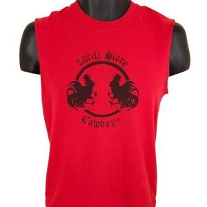Vintage Thrift Store Cowboys T Shirt Mens Size XS Red Y2K Alternative Country